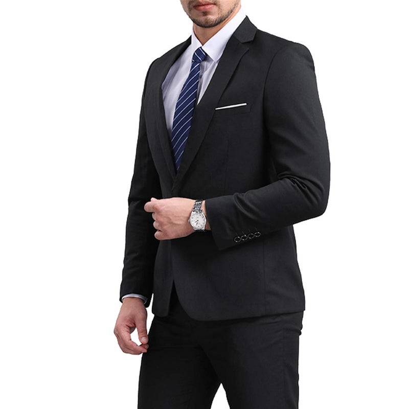 YFFUSHI Men's Slim Fit Casual Blazer 1 Button Lightweight Suit Jacket Business Party Sport Coat Black - Image 5